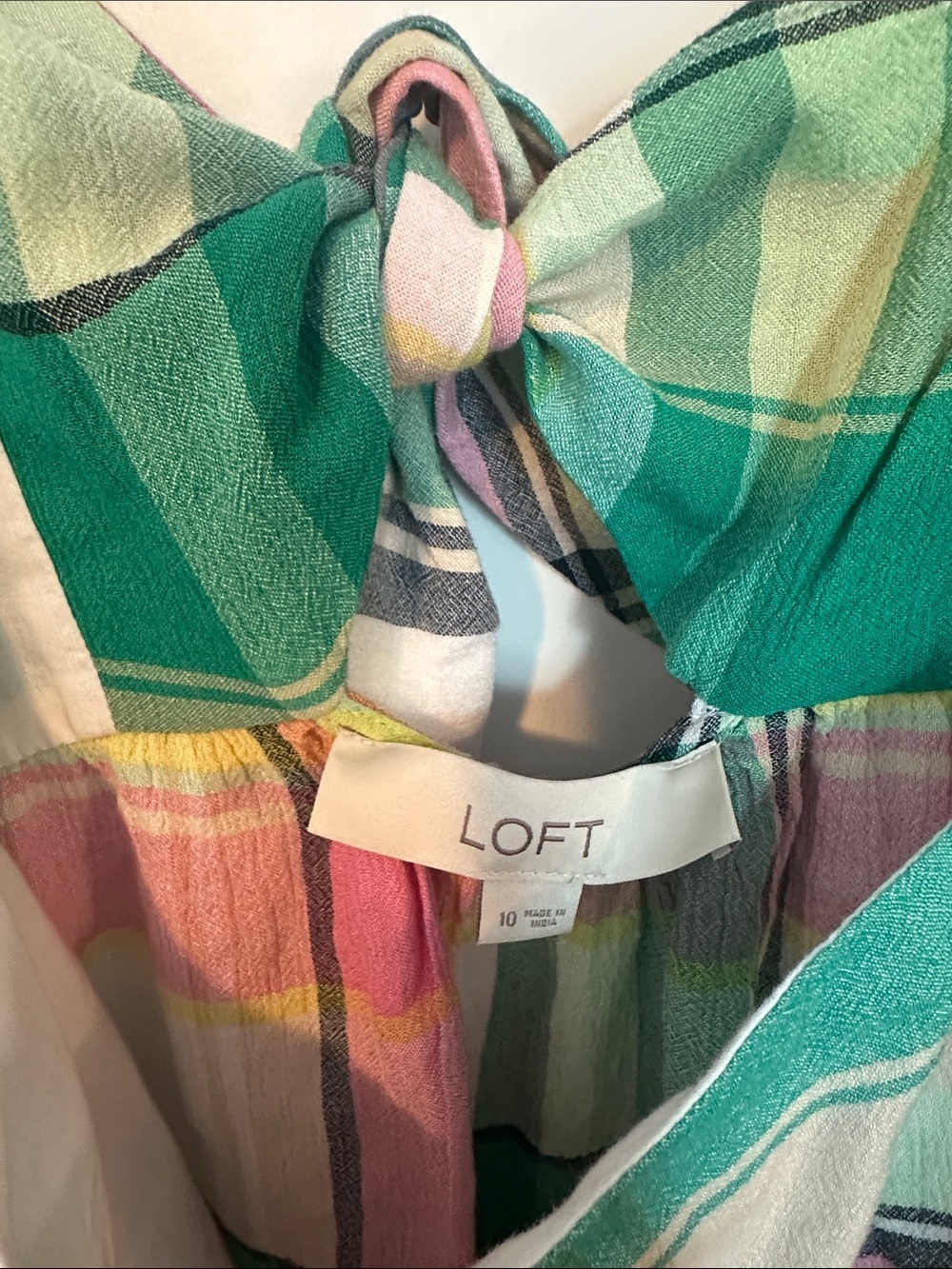 LOFT Pastel Pink & Teal Plaid Peplum Cami - Picture 4 of 4